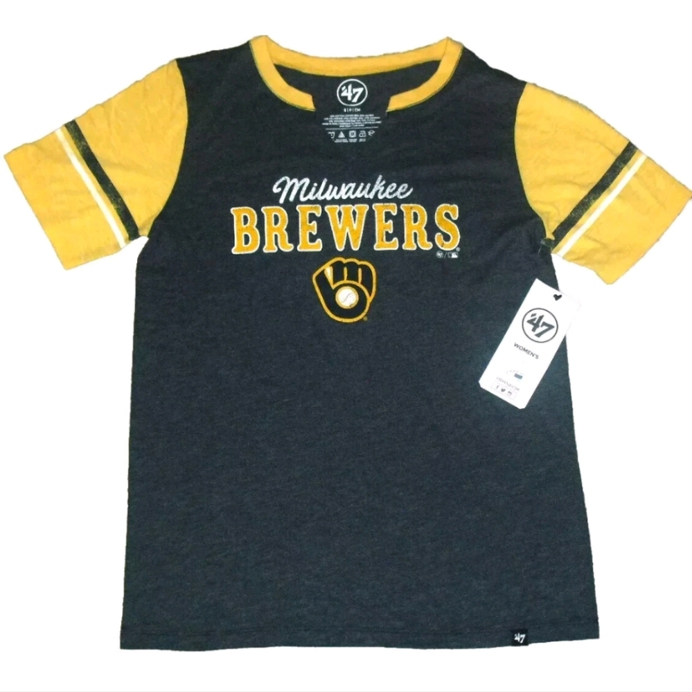47 Brand Yellow and Black Milwaukee Brewers Tee